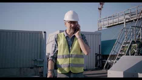 construction worker on rooftop