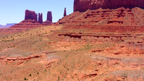 aerial drone footage of monument valley navajo tribal park between utah and arizona, usa