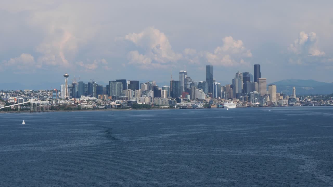 Seattle skyline, viewed from Elliott Bay, Seattle, Washington.