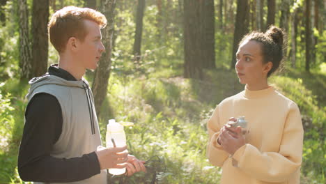 friends talking in the forest