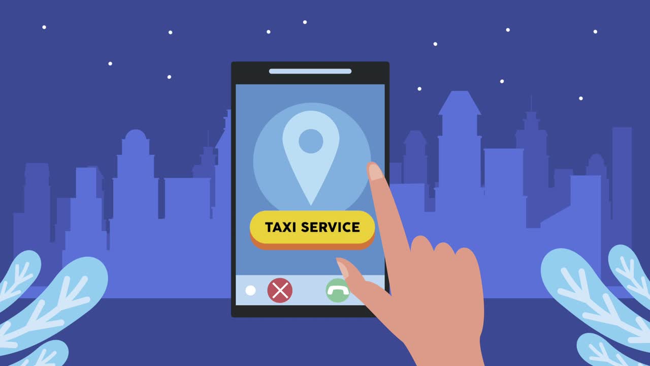 teléfono inteligente táctil con aplicación de taxi