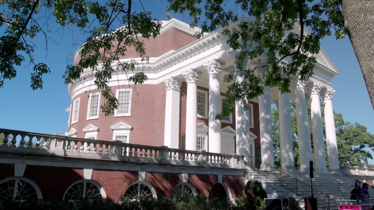 The Rotunda on the campus of the University of Virginia in Charlottesville, Virginia with stable video shot.