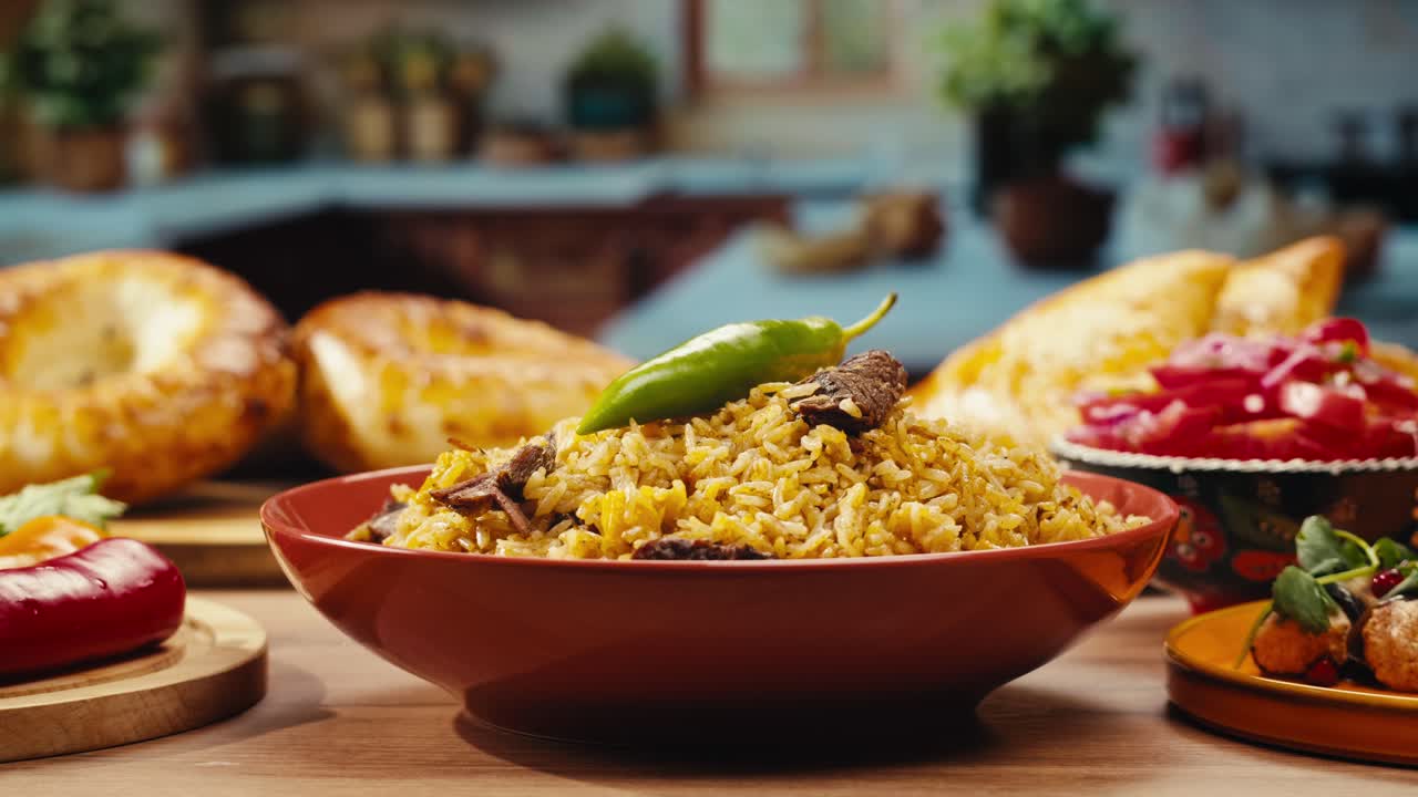mujer sirviendo un plato de plov