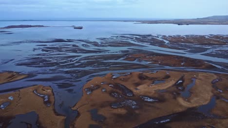 Aerial-breathtaking-view-if-river-estuary-in-nature