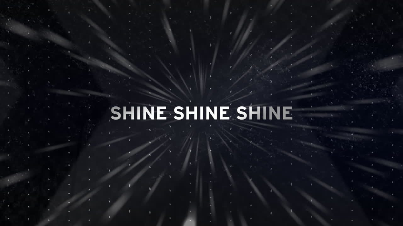 어두운 배경 위에 여러 개의 반 ⁇ 이는 텍스트의 애니메이션