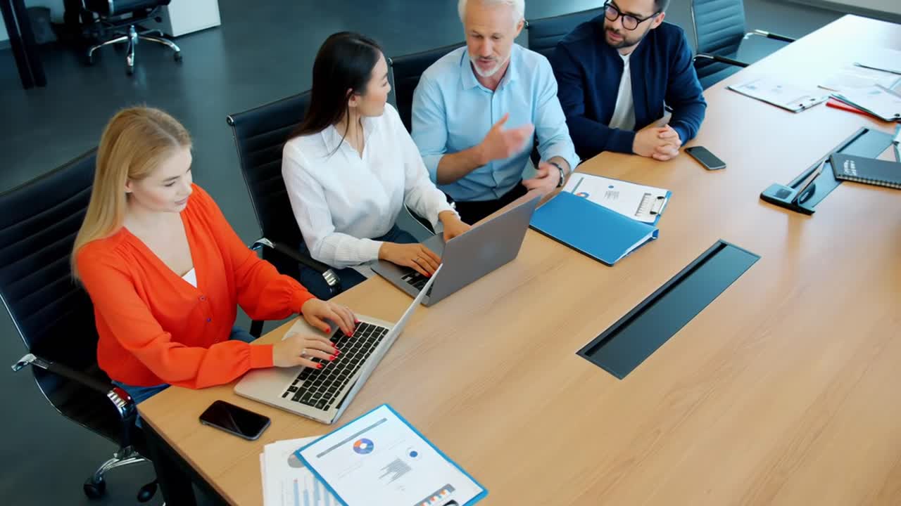Diverses Business-Team arbeitet während einer Bürobesprechung zusammen