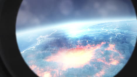earth viewed from space during a disaster