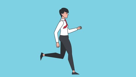 Cartoon Business Woman Character Running Cycle Loop Animation Isolated with Luma Matte for Alpha