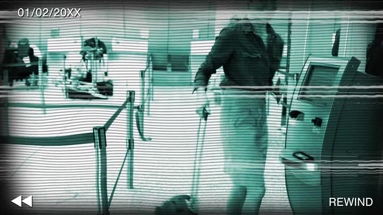 CCTV Footage of Travelers Using Self-Service Check-in Kiosk at Airport