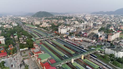 aerial view of silchar railway station and cityscape