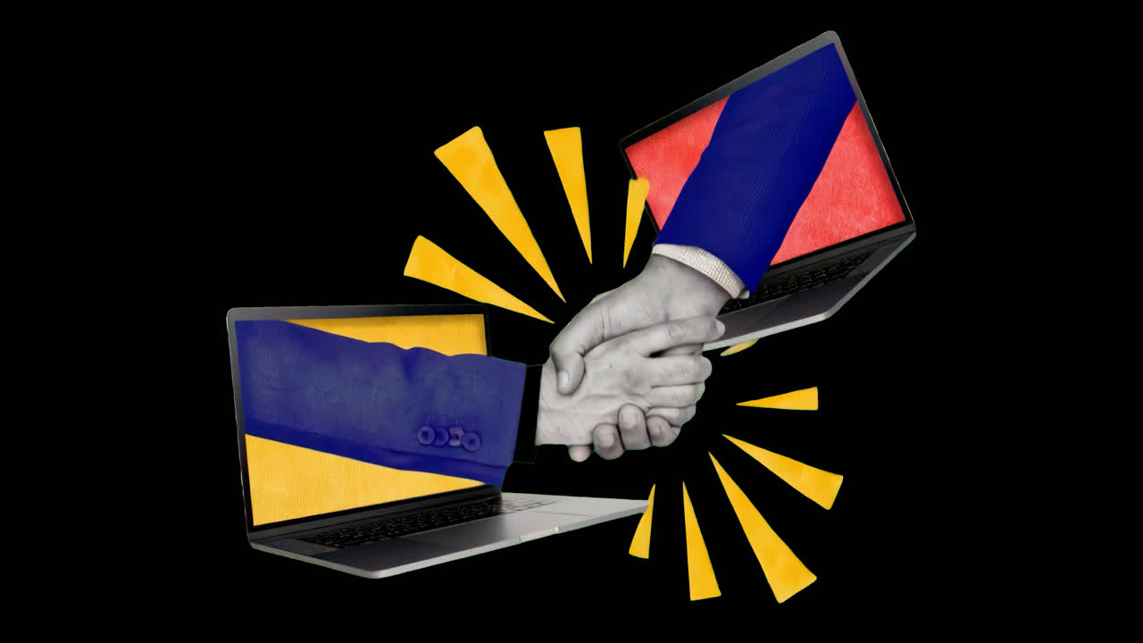 Virtual handshake symbolizes online collaboration animation isolated ...