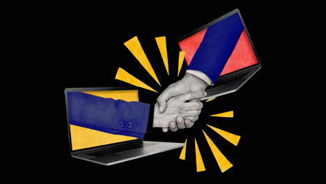 virtual handshake symbolizes online collaboration animation isolated asset, transparent 4k video