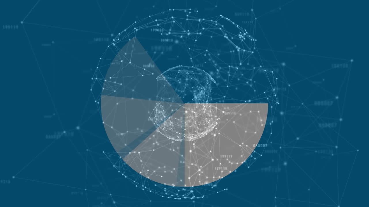 연결 네트워크의 지구의 애니메이션과 파란색 배경의 범위 스캐닝