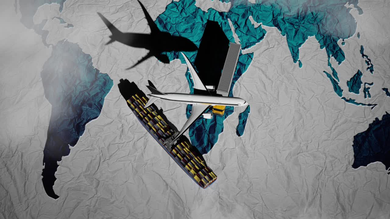 Globalt logistik- och transportnätverk över världskartan