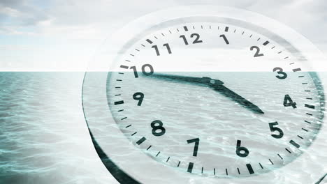 clock ticking over sea animation