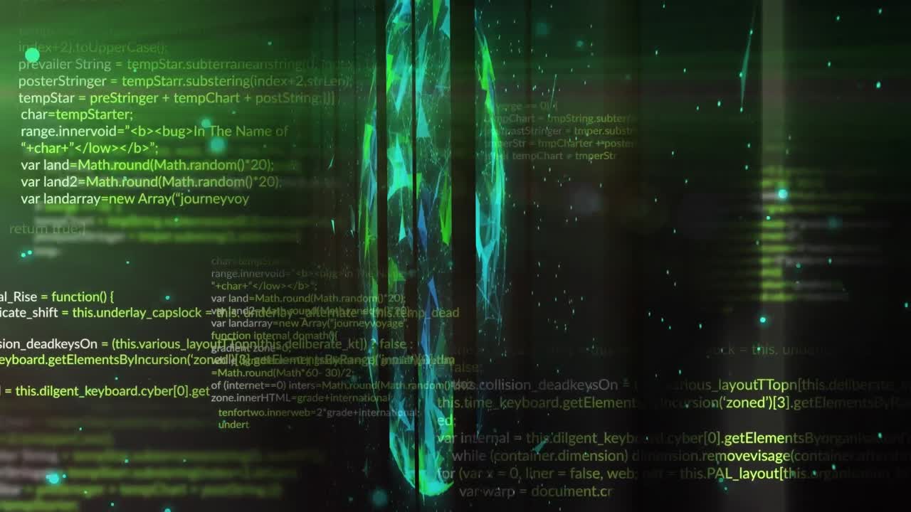 animação de processamento de dados e formas em fundo preto