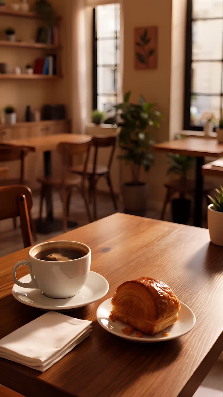 Interno di caffè estetico con atmosfera accogliente 4K