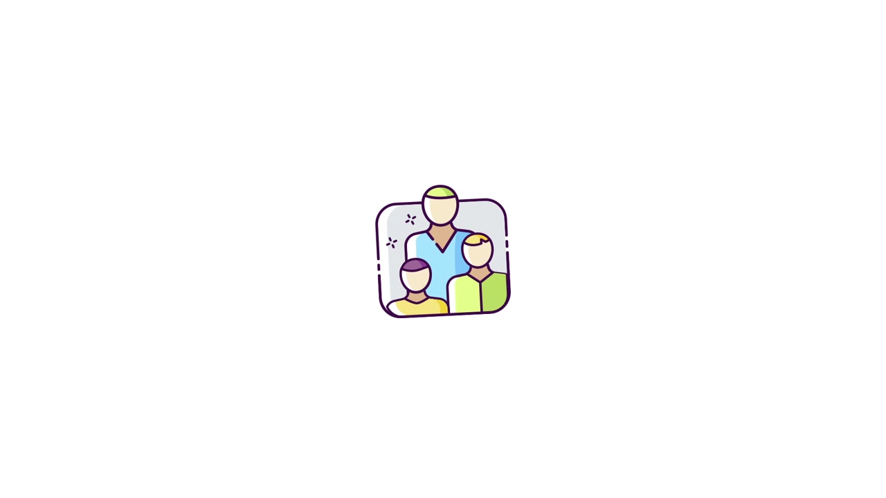 Icona animata in stile flat design di un gruppo di persone