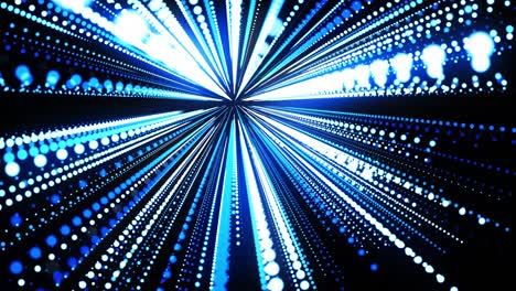 abstract 3d loop background with glowing particles lined up in rows in 3d space. festive vj loop with blue particles and smooth animated camera. motion design background