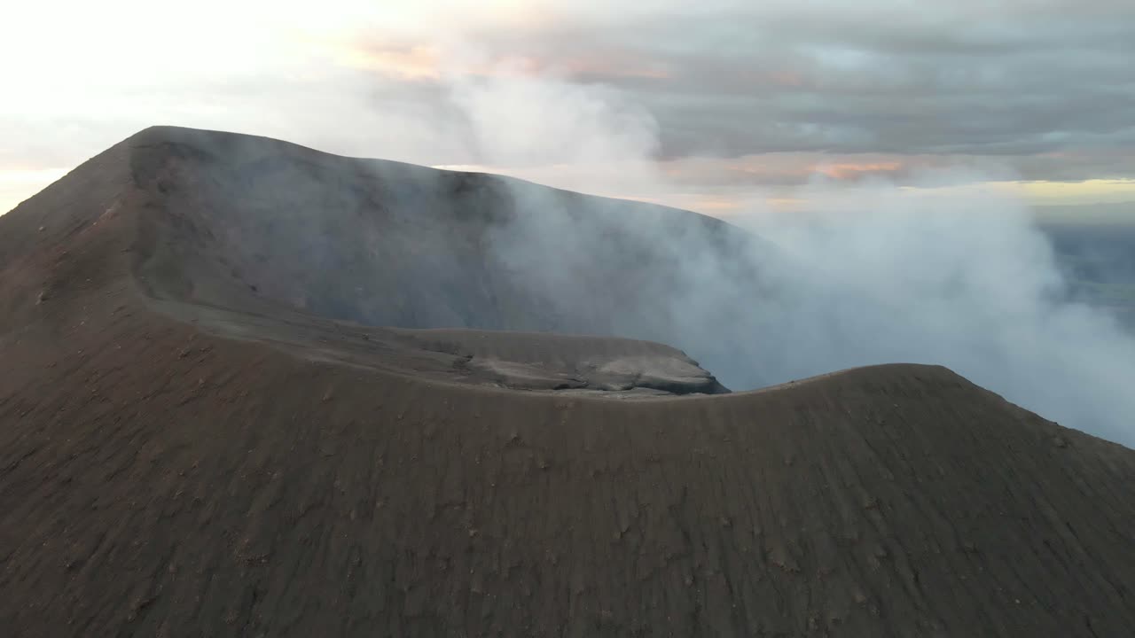 Telica volcano Nicaragua crater, aerial active stratovolcano Central America