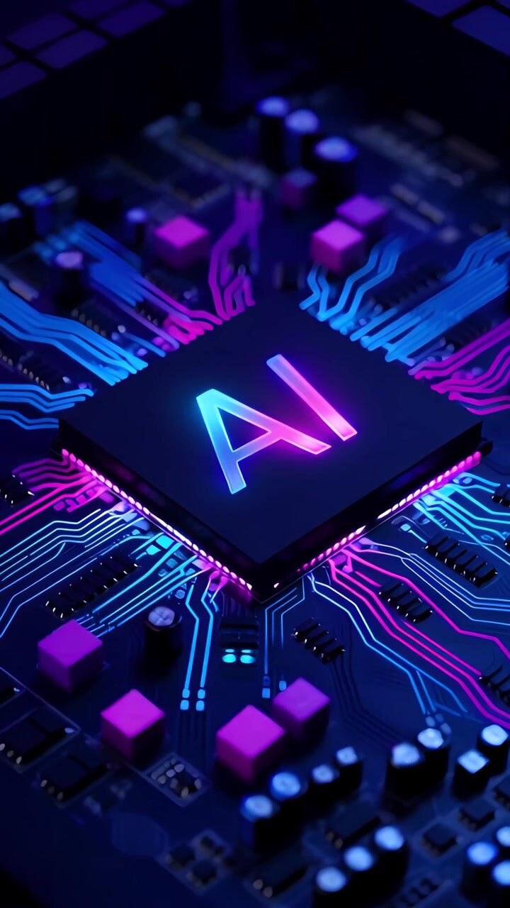 Futuristic AI Chip Motherboard Technology Background 4K