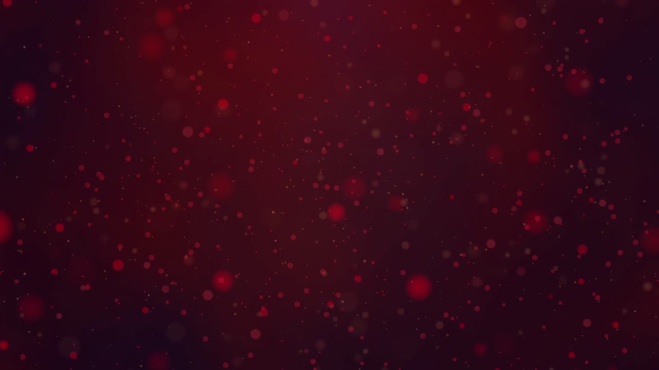 flowing loopable red particles against defocused blurred crimson background, blood cells inspired bokeh lights drifting and swirling around