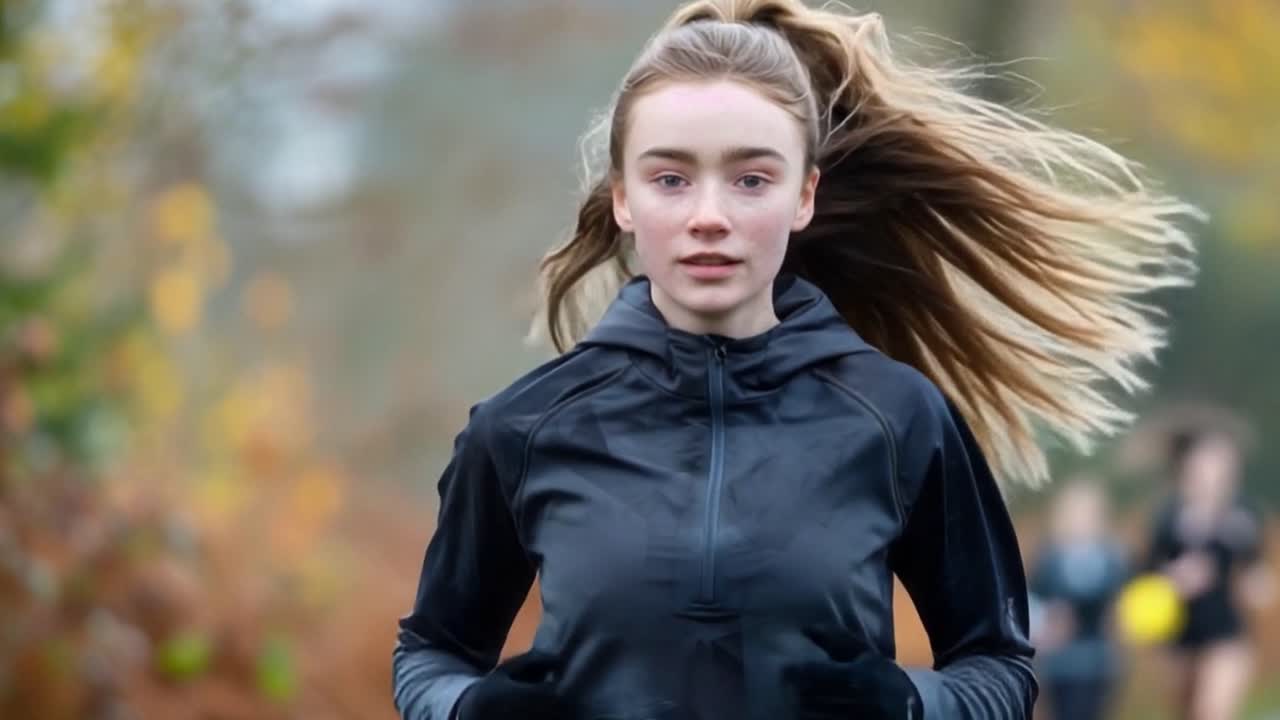 야외에서 달리는 여자