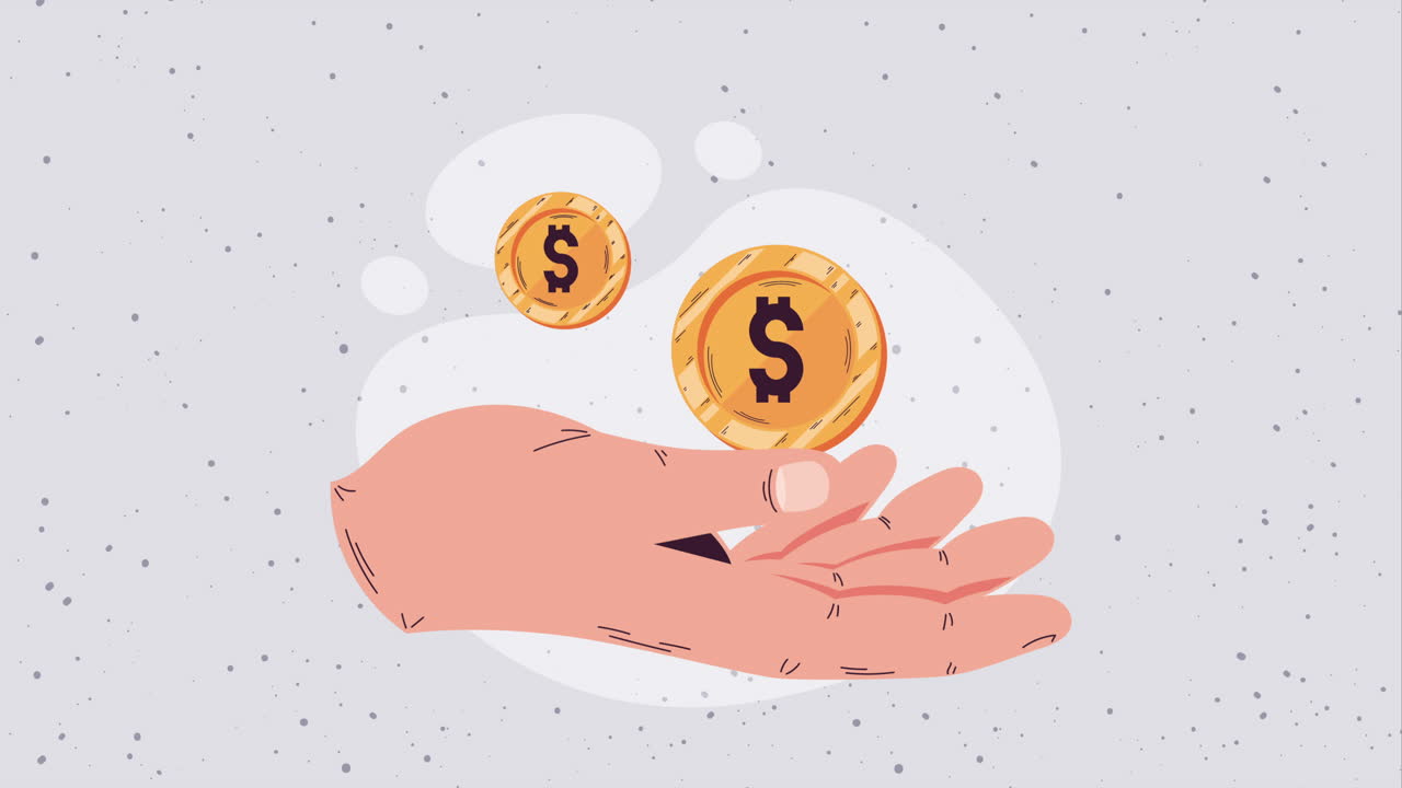 mano con moneda dinero dólar animación financiera