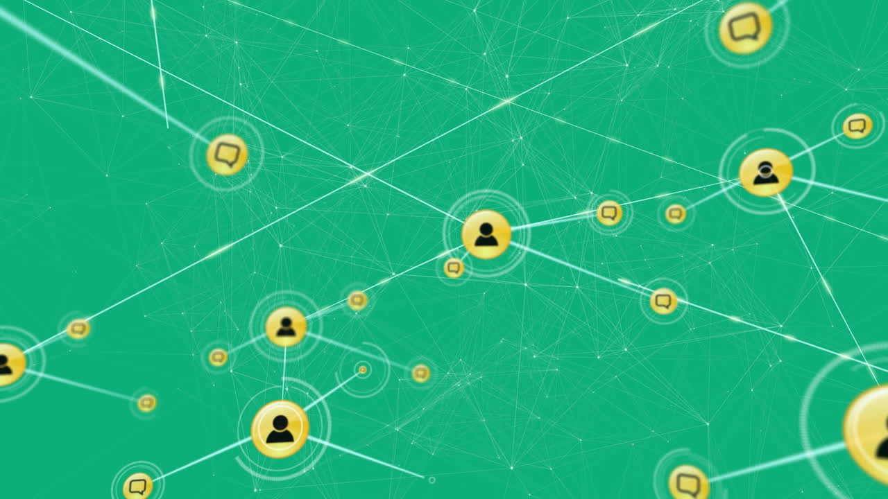 animación de la red de conexiones sobre fondo verde