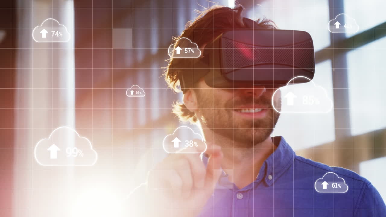 Man wearing virtual goggles