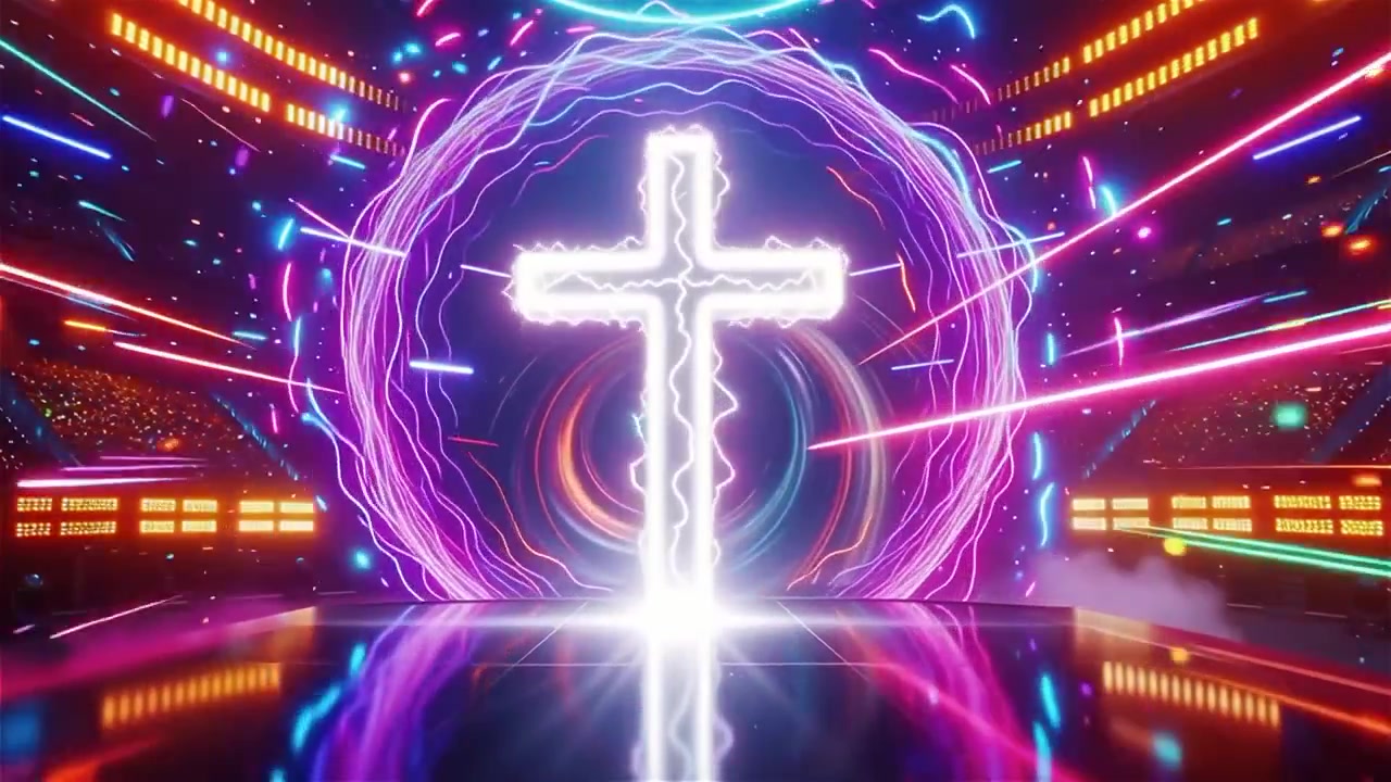 Croce Cristiana Luce Celestiale Sfondo per il Culto.