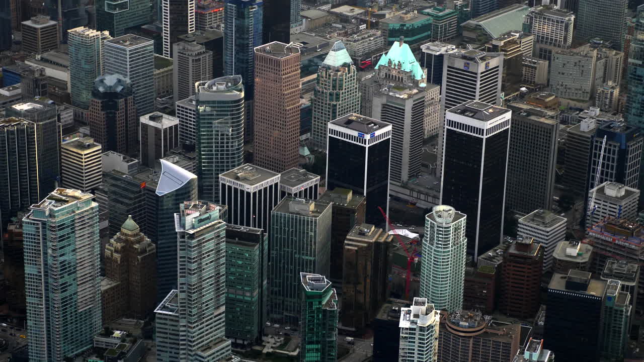 Aerial View Of Downtown Vancouver With Skyscrapers And High-rise Buildings In BC, Canada
