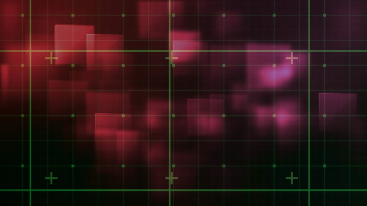 스크린과 그리드 배경에서 디지털 데이터 처리의 애니메이션