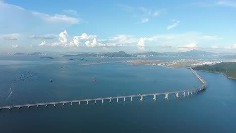 puente de hong kong zhuhai macau en un hermoso día, vista aérea de gran angular