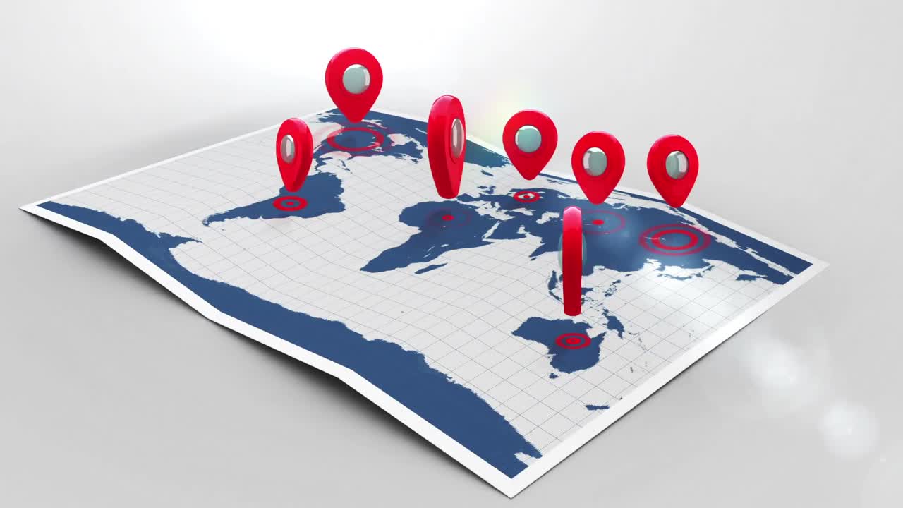 punteros rojos en un mapa del mundo