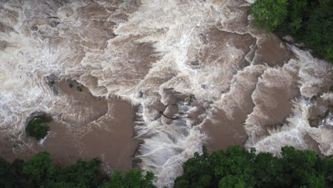 aerial cenital shot of the river xanil and the agua azul waterfalls in the jungle of chiapas