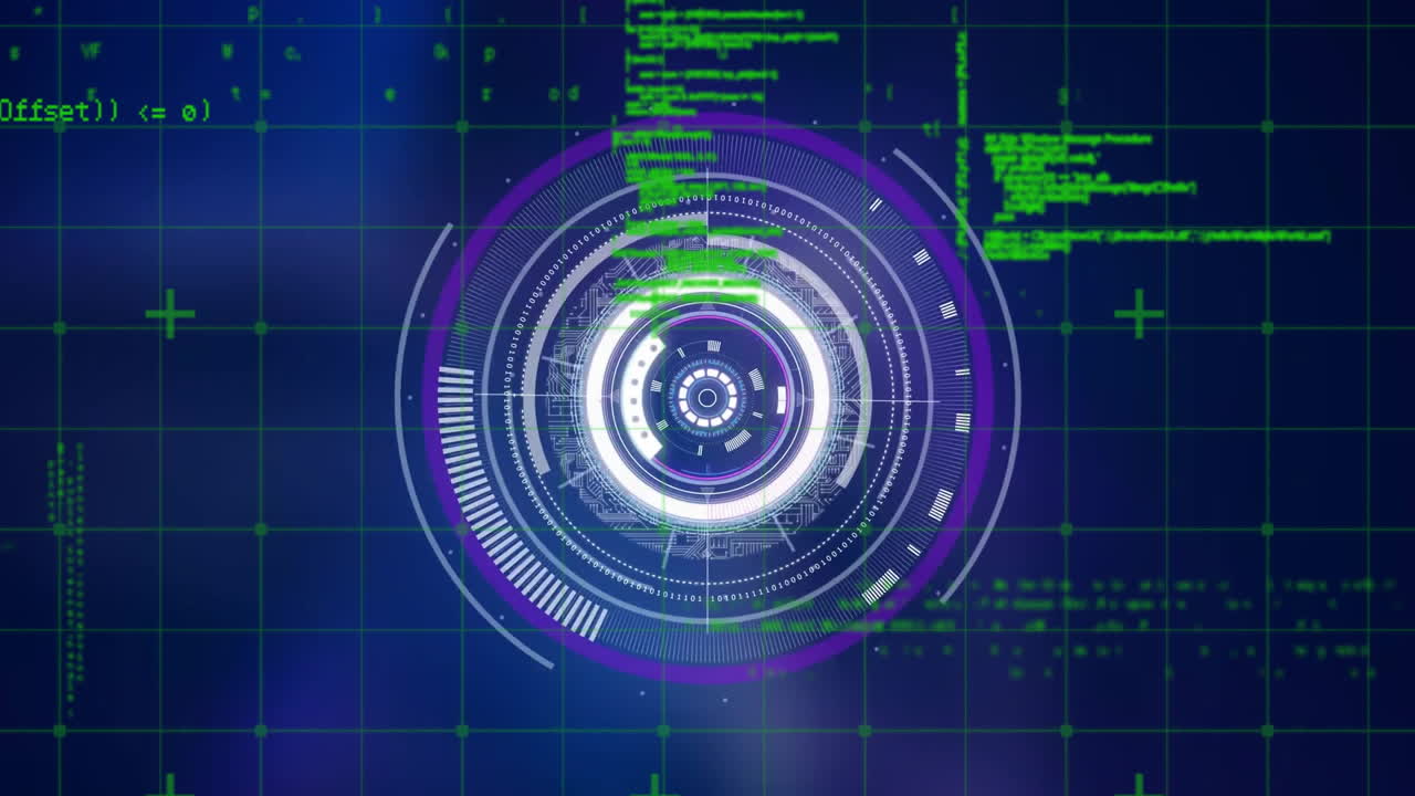 검은색 배경에 데이터 처리에 대한 범위 스캐닝의 애니메이션