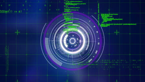 Animation of scope scanning over data processing on black background