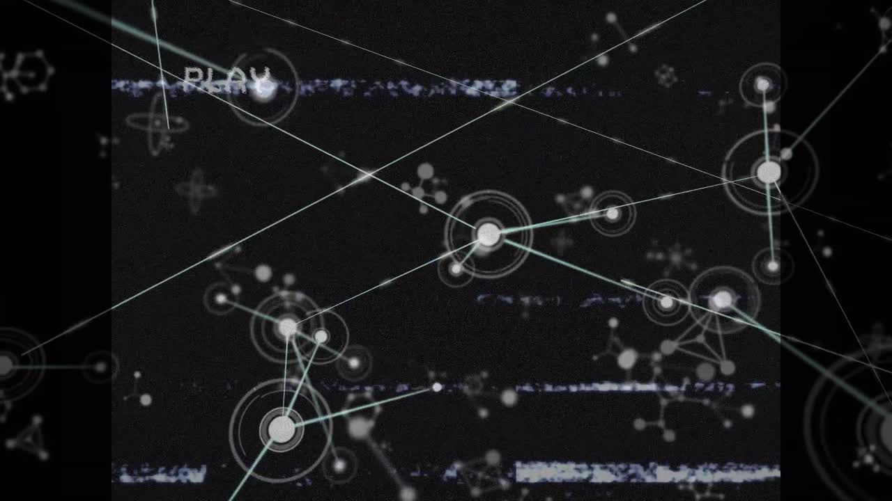 연결 네트워크와 함께 화면에 디지털 인터페이스를 재생하는 애니메이션