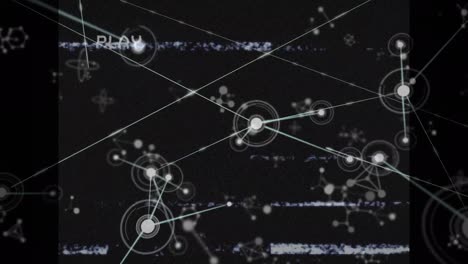animación de la interfaz digital de reproducción en pantalla con red de conexiones