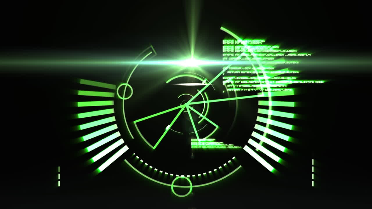 검은 바탕에 디지털 데이터 처리 및 범위 스캐닝 레코딩의 애니메이션