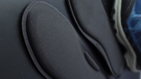 close-up of black knee pads