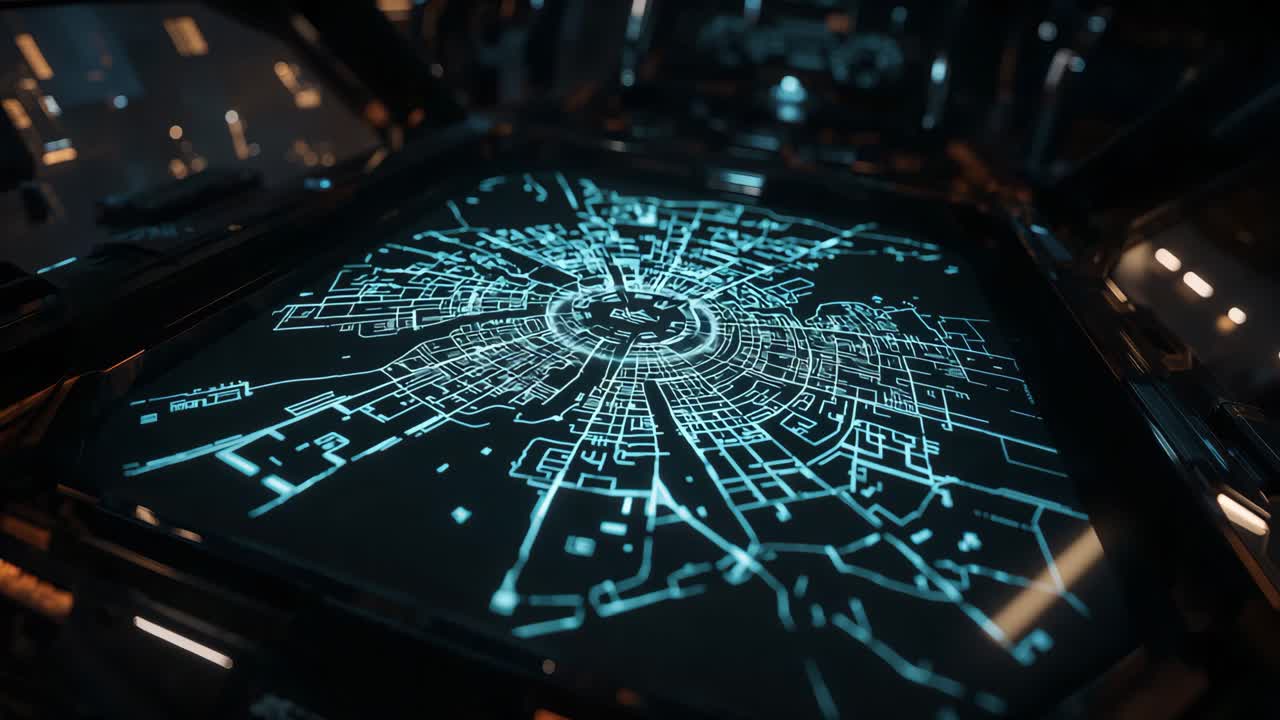 Futuristic City Map Display