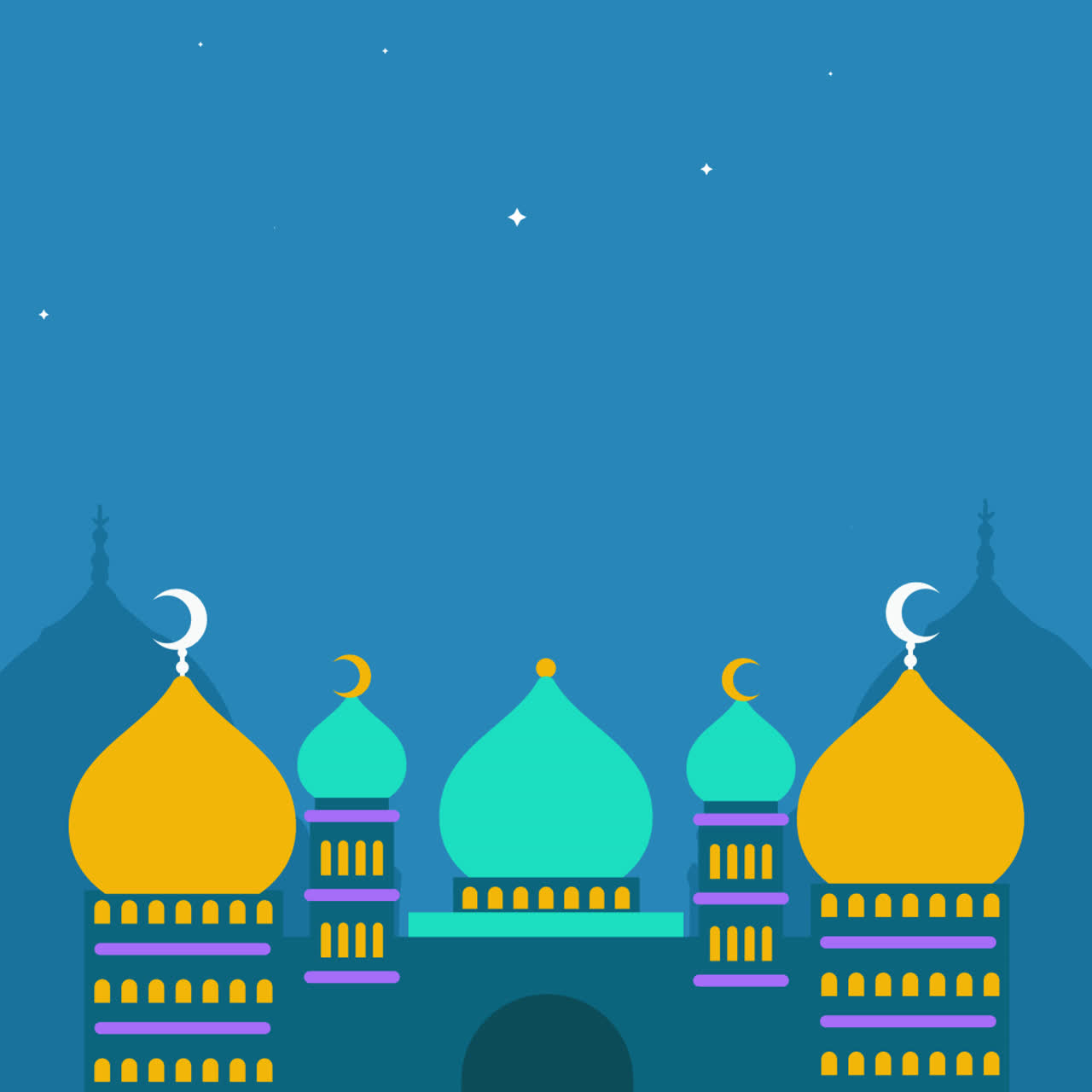 Mosque at Night with Fireworks