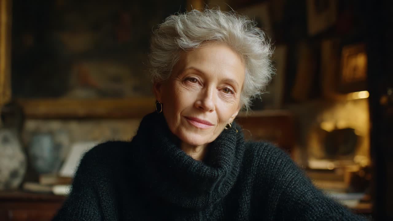 A Journey Through Time: Capturing the Essence of Grace and Wisdom in Portraits of an Elegant Woman Embracing Life's Beauty and Depth