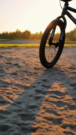 bmx bikes at a skatepark in the sand