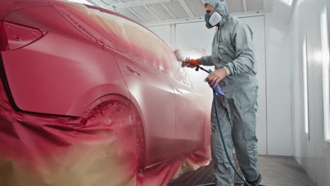 car painting in a paint booth