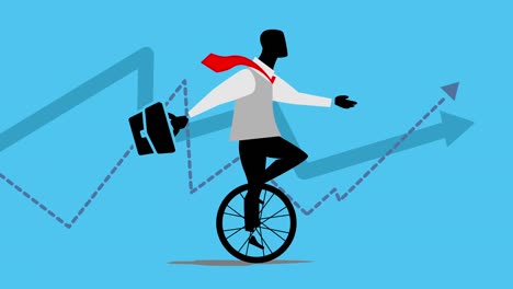 businessman rides a unicycle