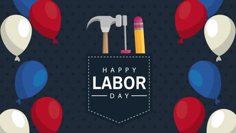 happy labor day celebration with balloons helium and tools