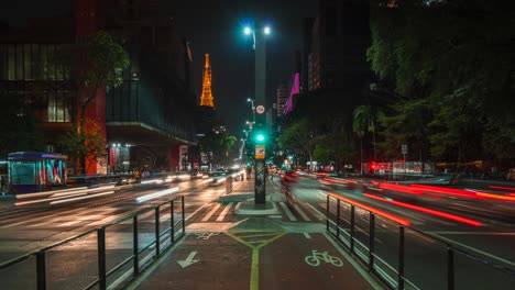 time lapse view of night traffic on paulista avenue in sao paulo, the financial centre of brazil and largest city in south america.